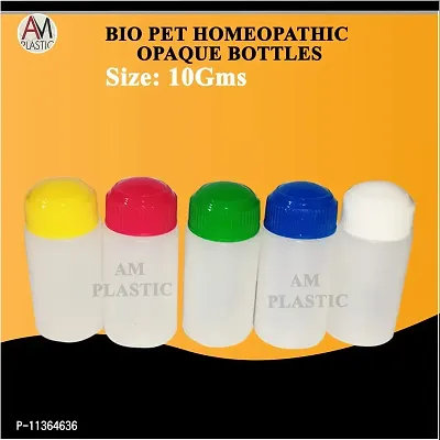 A M Plastic Bio Pet Homeopathic Opaque Bottles With Color Cap - 10 Gram - Pack Of 100-thumb5