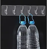 Cpixen Multi-Purpose Adhesive Sticker, 6 Hook Towel Hanger for Kitchen, Bathroom, Transparent 6-Rail Non-Marking Strong Sticking Self Adhesive Hanger Hook-thumb1