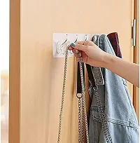 Cpixen Multi-Purpose Adhesive Sticker, 6 Hook Towel Hanger for Kitchen, Bathroom, Transparent 6-Rail Non-Marking Strong Sticking Self Adhesive Hanger Hook-thumb3