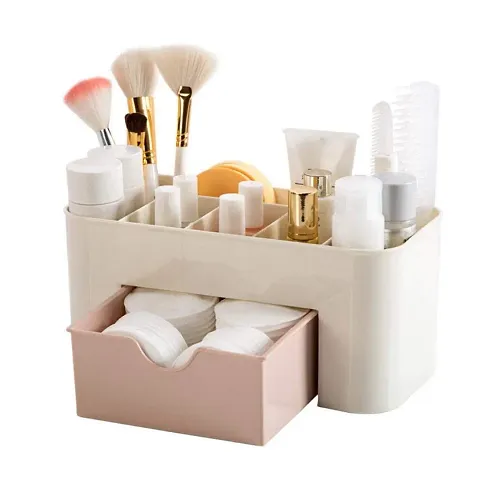 CPEX Plastic Multi Functional Rectangular Cosmetic Storage Organizer Box with Drawer (Multicolor, 22x10.5x10.5cm/8.66x4.13x4.13'')