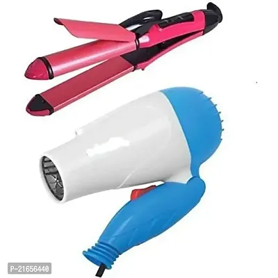 Cpixen Hair Straightener and Curler with Professional Hair Dryer 1000 W Combo Pack For Hair Styling-thumb0