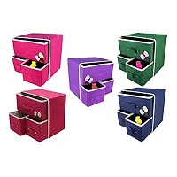 CPEX Fabric Cube Foldable Storage Organizer Boxes for Underwear, Ties, Socks, Small Clothes (29x22x28) 3 Layer Drawer, (Multi Color)-thumb2