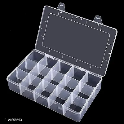 CPEX plastic organiser box organizer 15 grid container jewelry box removable adjustable divider ring beads earring fishing necklace bracelets clear button pill storage cosmatic storage box-thumb0