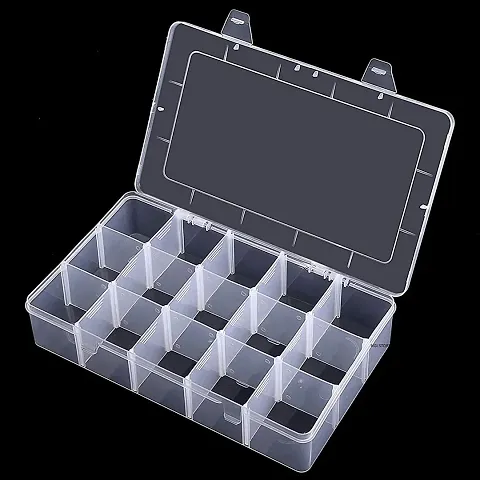 CPEX plastic organiser box organizer 15 grid container jewelry box removable adjustable divider ring beads earring fishing necklace bracelets clear button pill storage cosmatic storage box
