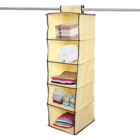 CPEX Home Hanging Closet Organizer 5 Shelf Closet Hanging Organizer Wardrobe for Regular Garments, Shoes Storage Cupboard, Hanger Bag 30x30x100 (Multi Color)