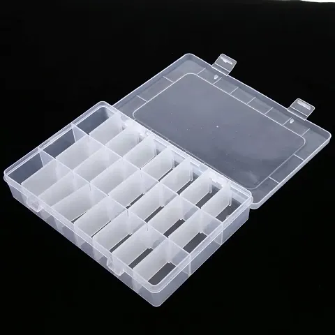 SOCHEP plastic organiser box organizer 24 grid container jewelry box removable adjustable divider ring beads earring fishing necklace bracelets clear button pill storage cosmatic storage box