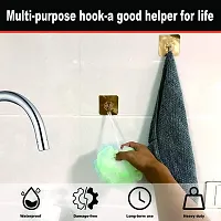 Cpixen 20 pcs Golden Plastic Wall Hooks Heavy Duty Hooks for Hanging Adhesive Wall Sticky Utility Hook Transparent Reusable Waterproof Hangers for Bathroom, Kitchen, Bedroom-thumb4