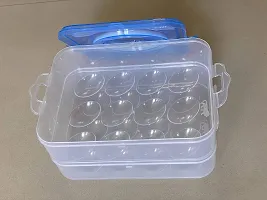 MOHAK Egg Storage Basket for Fridge, Plastic Double Layer Refrigerator 24 grid Eggs Storage Box Airtight Basket (Made in India), Multicolour-thumb1