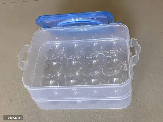 MOHAK Egg Storage Basket for Fridge, Plastic Double Layer Refrigerator 24 grid Eggs Storage Box Airtight Basket (Made in India), Multicolour-thumb2