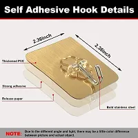 Cpixen 20 pcs Golden Plastic Wall Hooks Heavy Duty Hooks for Hanging Adhesive Wall Sticky Utility Hook Transparent Reusable Waterproof Hangers for Bathroom, Kitchen, Bedroom-thumb1