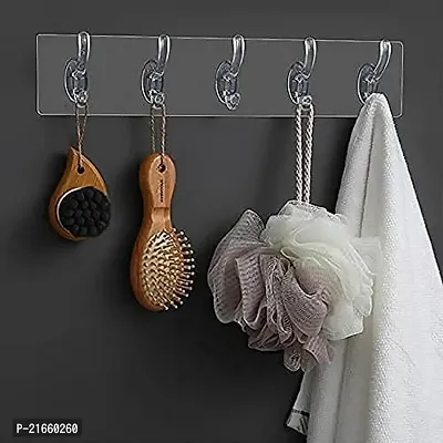 SOCHEP Stainless Steel Bathroom Wall Hook 6 Hooks Cloth Hanger Magic Sticker Self Adhesive for Bathroom Towel Rail Kitchen Hanger Hooks-thumb0