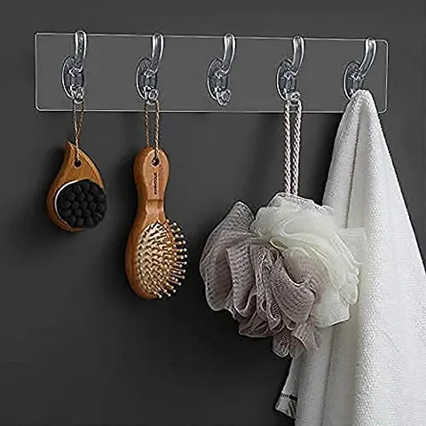 SOCHEP Stainless Steel Bathroom Wall Hook 6 Hooks Cloth Hanger Magic Sticker Self Adhesive for Bathroom Towel Rail Kitchen Hanger Hooks