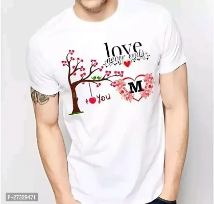 Elegant White Polyester Blend Printed Round Neck Tees For Men-thumb0