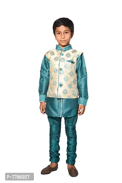Pehanaava Boys Kurta Pyjama Set with Designer Ethnic Nehru Jacket-thumb0