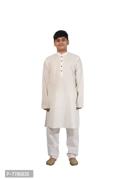 Pehanaava Boy's Ready to Wear Cotton Traditional Kurta & Pyjama Set-thumb0