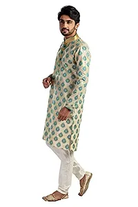 Pehanaava Men's Self-Design Cotton Silk Kurta Pyjama Set-thumb3