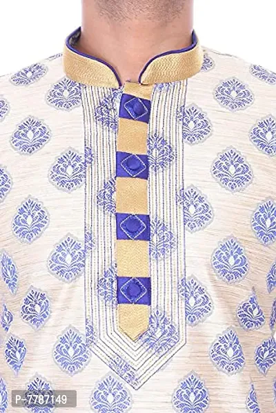 Pehanaava Men's Self-Design Cotton Silk Kurta Pyjama Set-thumb4