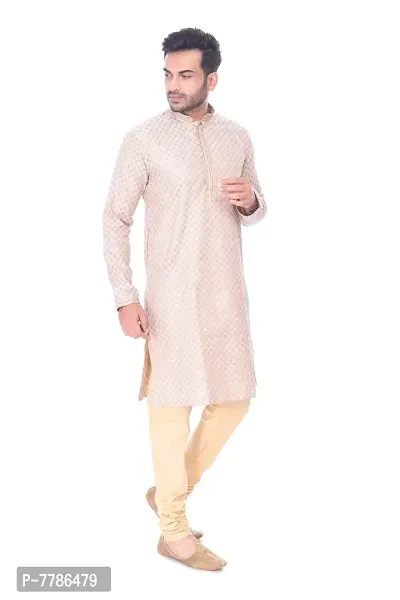 Pehanaava Men's Ready to Wear Cotton Traditional Straight Kurta and Pyjama Set (Cream) M-thumb2