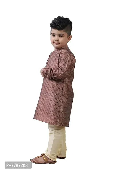 Pehanaava Boy's Ready to Wear Cotton Blend Kurta & Pyjama Set-thumb3