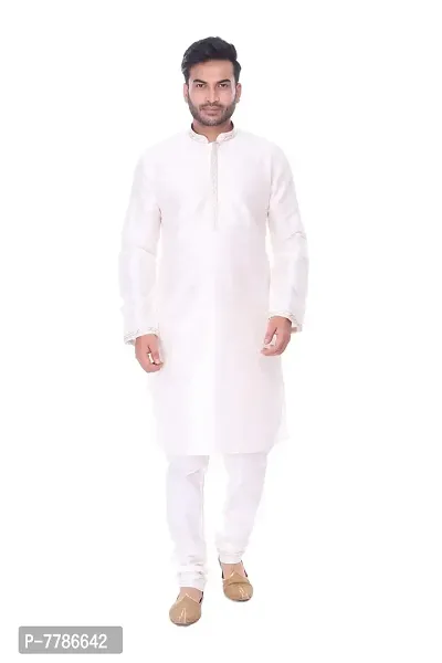 Pehanaava Men's Ready to Wear Cotton Traditional Straight Kurta - White-thumb0