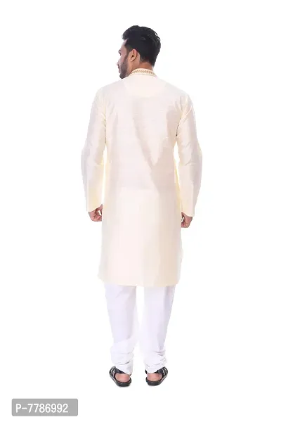 Pehanaava Men's Ready to Wear Cotton Traditional Straight Kurta - Cream-thumb3