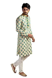 Pehanaava Men's Self-Design Cotton Silk Kurta Pyjama Set-thumb1