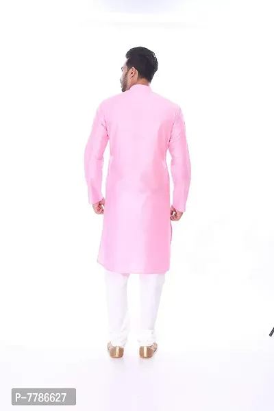 Pehanaava Men's Ready to Wear Cotton Traditional Straight Kurta - Pink-thumb4