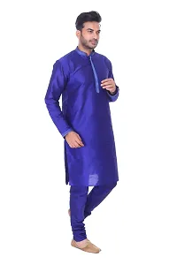 Pehanaava Men's Ready to Wear Cotton Traditional Straight Kurta and Pyjama Set - Blue-thumb1