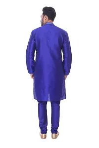 Pehanaava Men's Ready to Wear Cotton Traditional Straight Kurta and Pyjama Set - Blue-thumb2