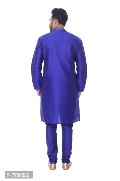 Pehanaava Men's Ready to Wear Cotton Traditional Straight Kurta and Pyjama Set - Blue-thumb3