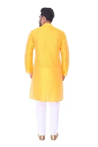 Pehanaava Men's Ready to Wear Cotton Traditional Straight Kurta and Pyjama Set - Yellow-thumb2