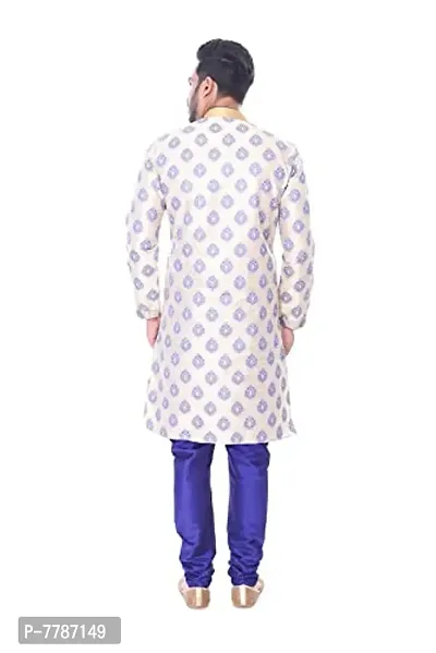 Pehanaava Men's Self-Design Cotton Silk Kurta Pyjama Set-thumb3