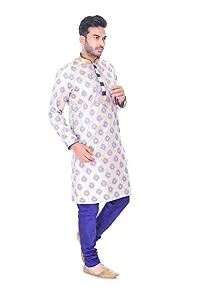 Pehanaava Men's Self-Design Cotton Silk Kurta Pyjama Set-thumb1