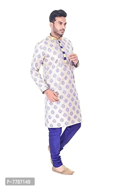 Pehanaava Men's Self-Design Cotton Silk Kurta Pyjama Set-thumb2