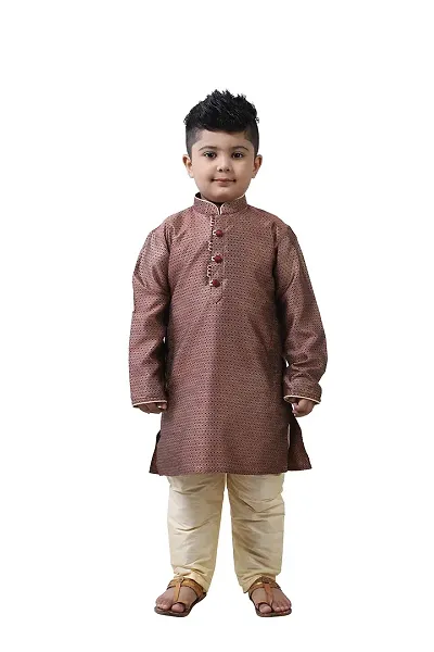 Pehanaava Boy's Ready to Wear Cotton Blend Kurta & Pyjama Set