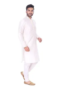 Pehanaava Men's Ready to Wear Cotton Traditional Straight Kurta - White-thumb1