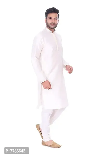 Pehanaava Men's Ready to Wear Cotton Traditional Straight Kurta - White-thumb2