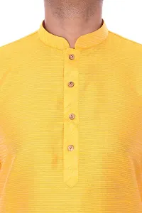 Pehanaava Men's Ready to Wear Cotton Traditional Straight Kurta and Pyjama Set - Yellow-thumb3