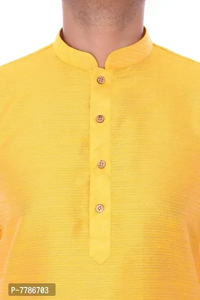 Pehanaava Men's Ready to Wear Cotton Traditional Straight Kurta and Pyjama Set - Yellow-thumb4