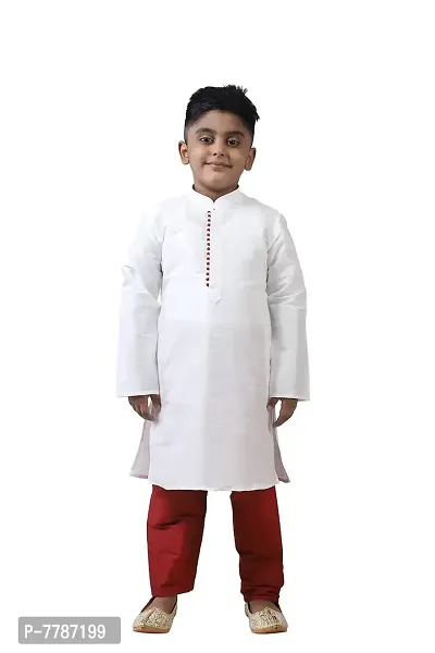 Pehanaava Boy's Ready to Wear Dupion Silk Kurta & Pyjama Set-thumb0