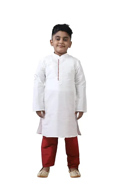 Pehanaava Boy's Ready to Wear Dupion Silk Kurta & Pyjama Set