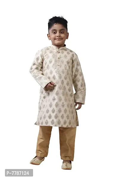 Pehanaava Boy's Ready to Wear Cotton Blend Kurta & Pyjama Set-thumb0