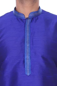 Pehanaava Men's Ready to Wear Cotton Traditional Straight Kurta and Pyjama Set - Blue-thumb3