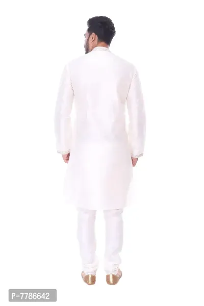Pehanaava Men's Ready to Wear Cotton Traditional Straight Kurta - White-thumb3