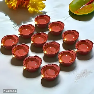 Water Sensor Diya Set Water Sensor LED Diyas Decorative Diya Decorative LED Lights E-Diya I Battery Operated(12pcs)CS_14-thumb0