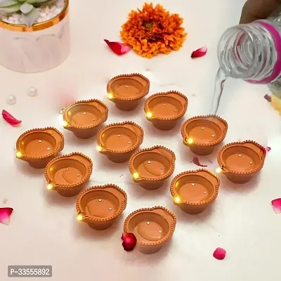 Water Sensor Diya Set Water Sensor LED Diyas Decorative Diya Decorative LED Lights E-Diya I Battery Operated(12pcs)CS_11-thumb0