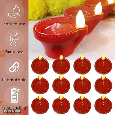 Water Sensor Diya Set Water Sensor LED Diyas Decorative Diya Decorative LED Lights E-Diya I Battery Operated(12pcs)CS_03