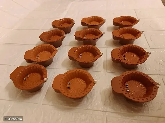 Water Sensor Diya Set Water Sensor LED Diyas Decorative Diya Decorative LED Lights E-Diya I Battery Operated(12pcs)CS_13