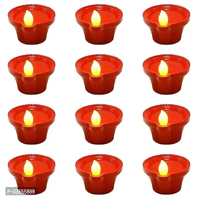 Water Sensor Diya Set Water Sensor LED Diyas Decorative Diya Decorative LED Lights E-Diya I Battery Operated(12pcs)CS_08