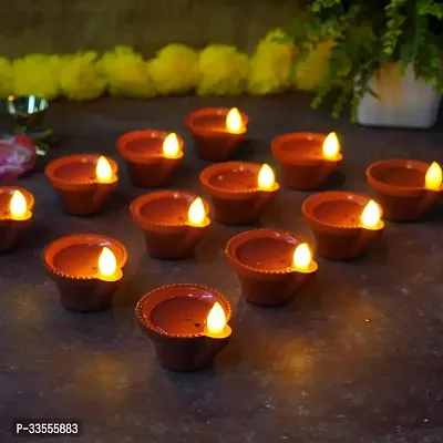 Water Sensor Diya Set Water Sensor LED Diyas Decorative Diya Decorative LED Lights E-Diya I Battery Operated(12pcs)CS_02